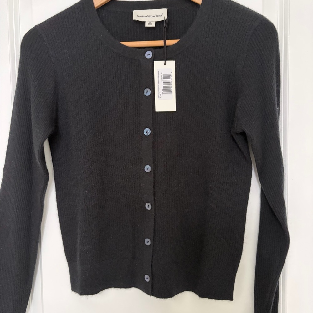 Black Cashmere Cardigan Sweater XS NWT